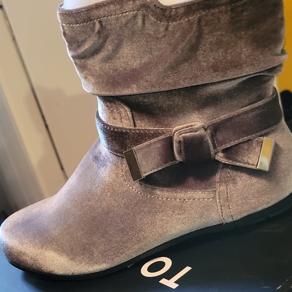 Torrid Grey Velvet Booties